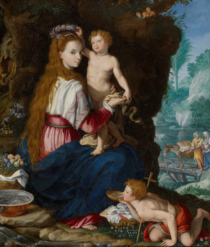 Madonnan med Johannes Döparen som barn av Alessandro Allori