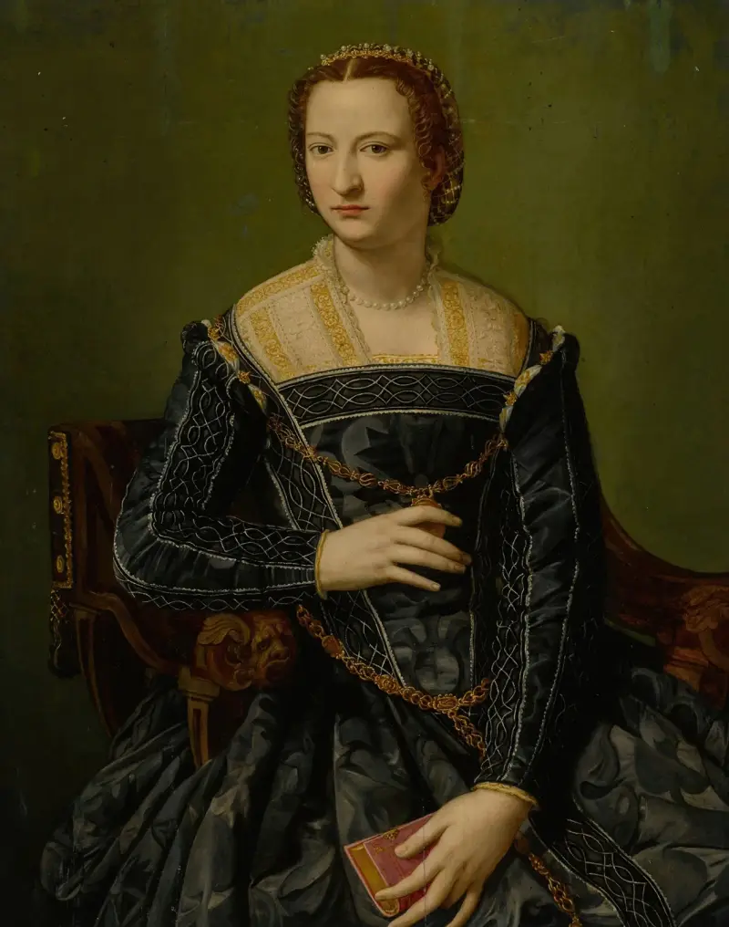 Porträtt av en dam i svart av Alessandro Allori
