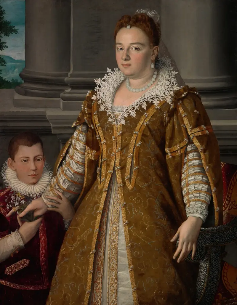 Porträtt av storhertiginnan Bianca Capello de Medici med sin son av Alessandro Allori