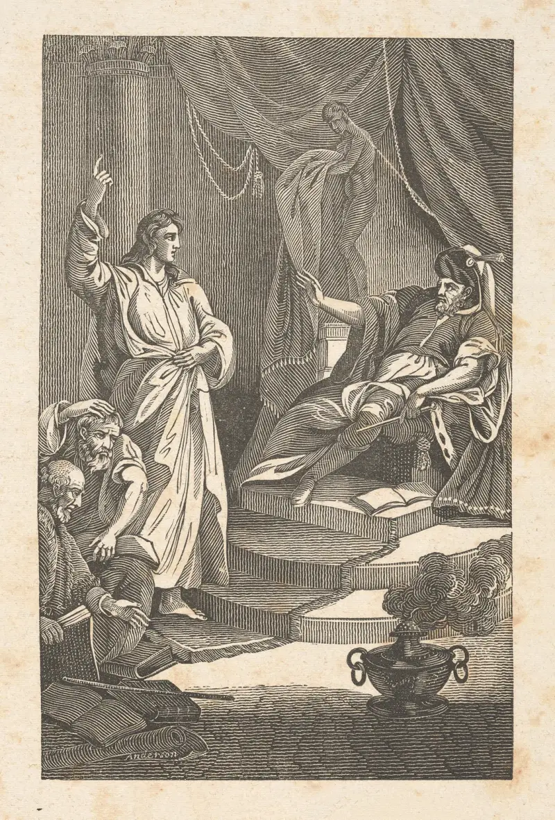 Daniel interpreting Nebuchadnezzar’s dream av Alexander Anderson