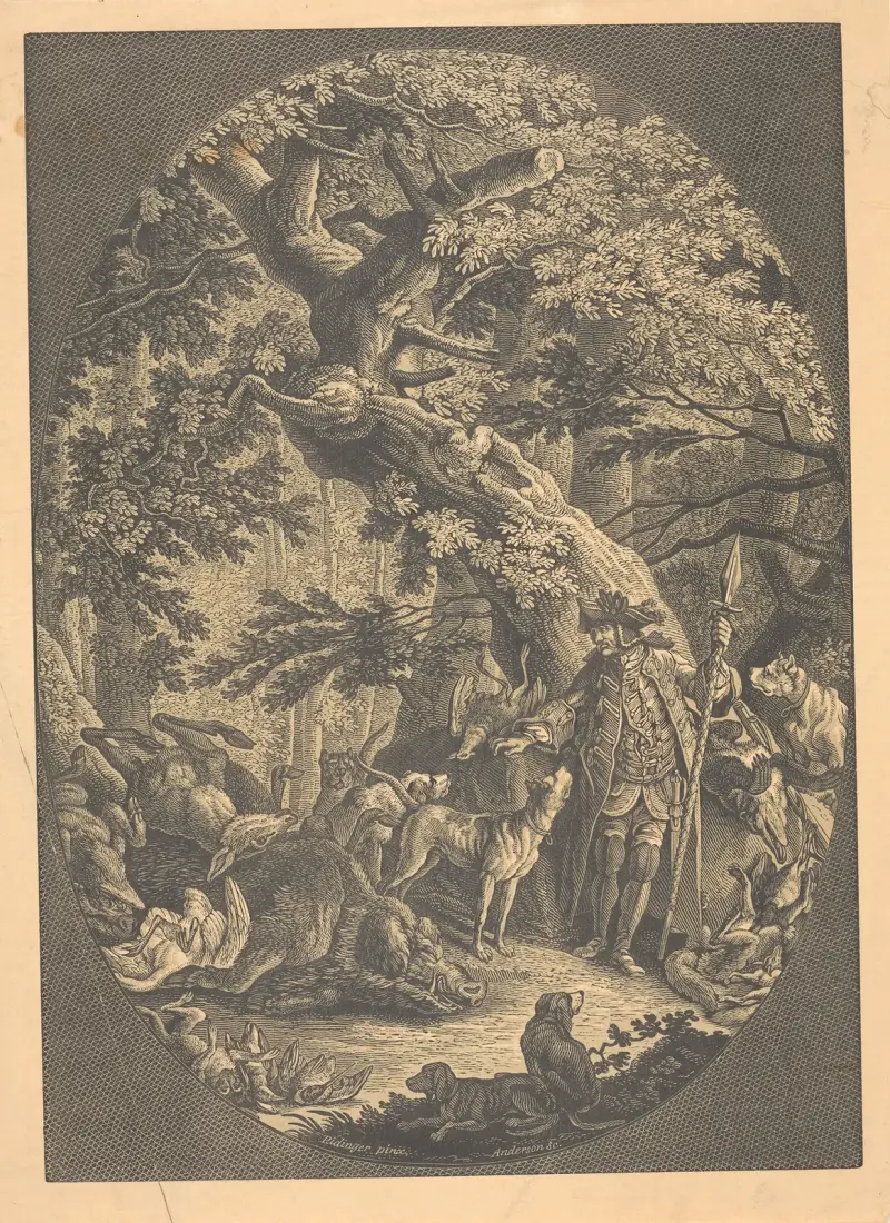 Jäger mit seinen Hunden und ihrer Beute von Alexander Anderson