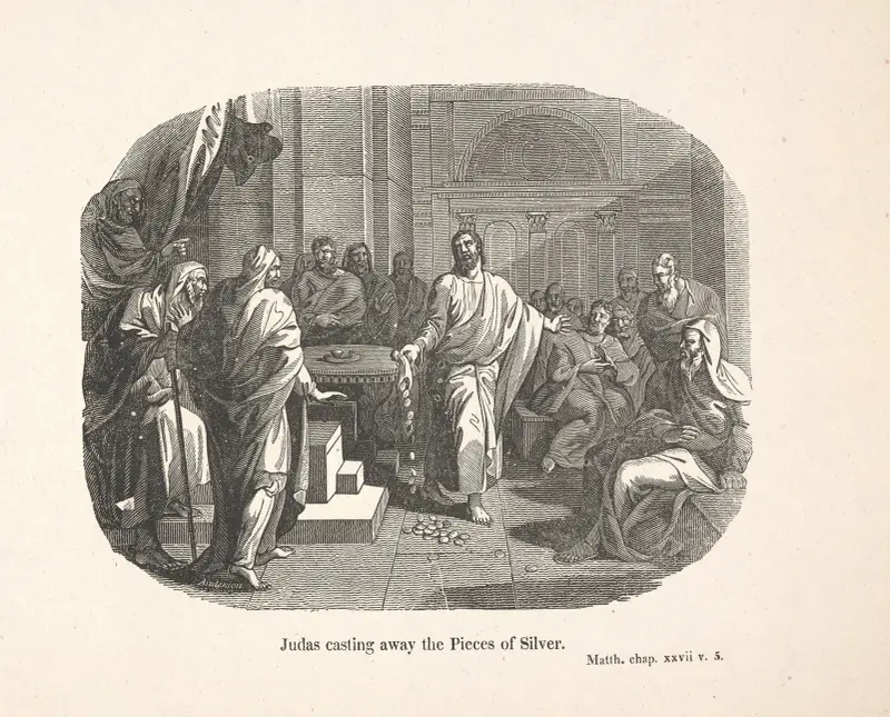 Judas casting away the pieces of silver. av Alexander Anderson