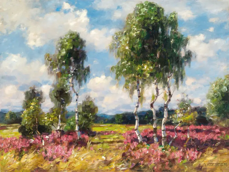 Björkar i hedlandskap, Viktring (Kärnten) av Alexander Koester
