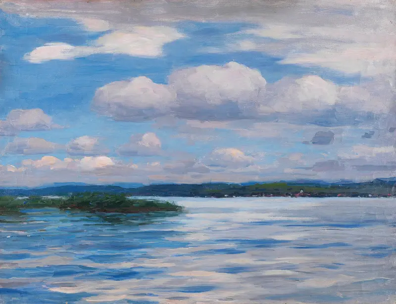 Sjö med ovädersmoln av Alexander Koester