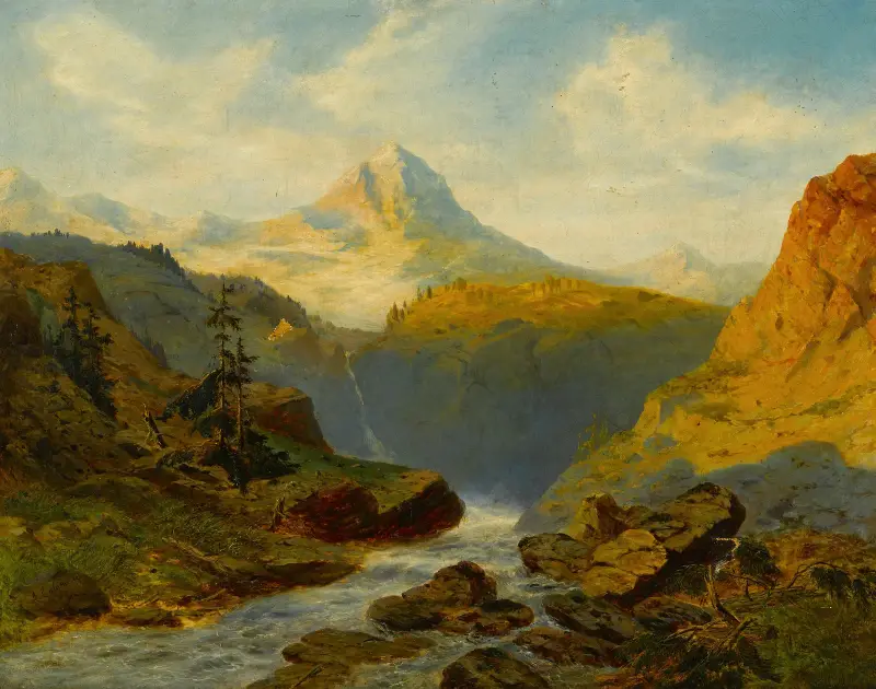 Řeka v Alpách, Alexandre Calame