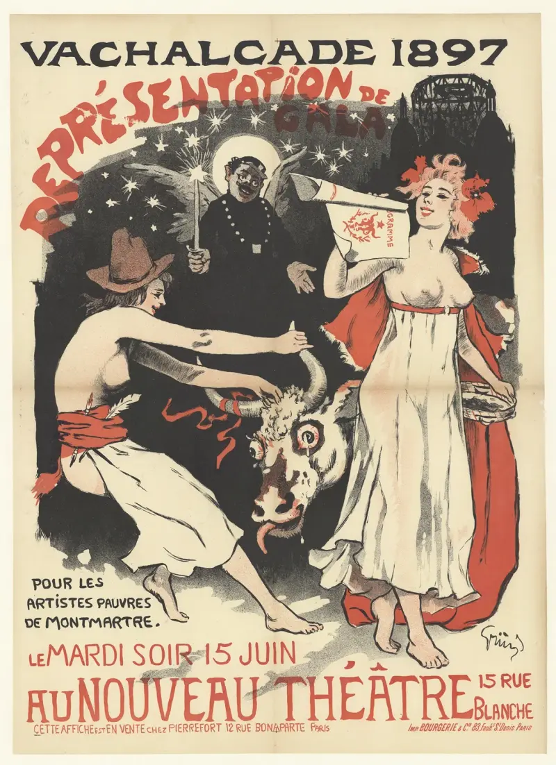 Vachalcade 1897. Galavorstellung für die armen Künstler von Montmartre. im Nouveau Théâtre von Jules-Alexandre Grün