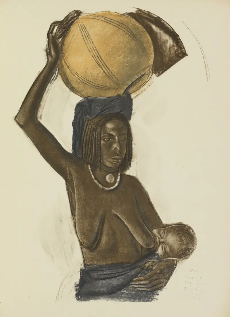 Arabische Frau von Ouled Gopo mit ihrem Kind (Fort Lamy) von Alexandre Jacovleff