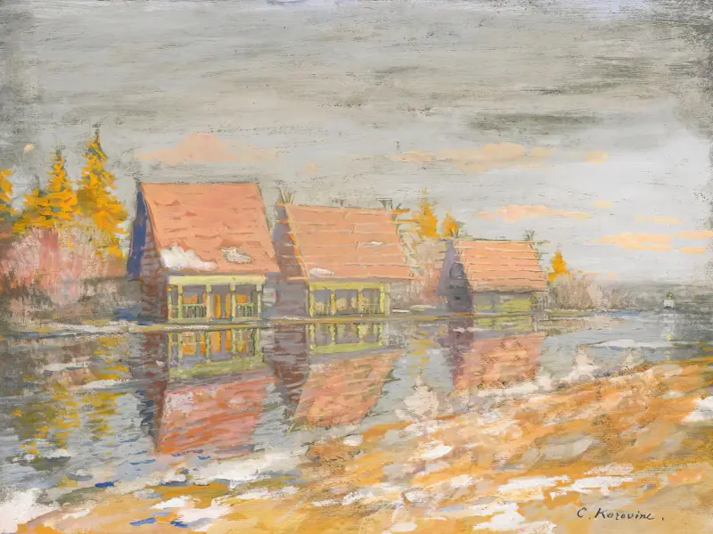 Datjor vid flodstranden av Konstantin Alexeevich Korovin