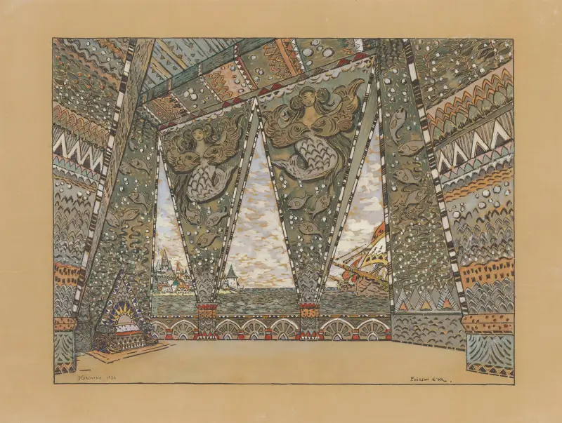 Der Goldfisch – Dekorationsmodell – Ballett von Konstantin Alexeevich Korovin