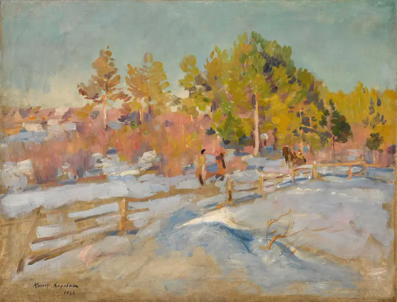 Winter Landscape, Okhotino av Konstantin Alexeevich Korovin