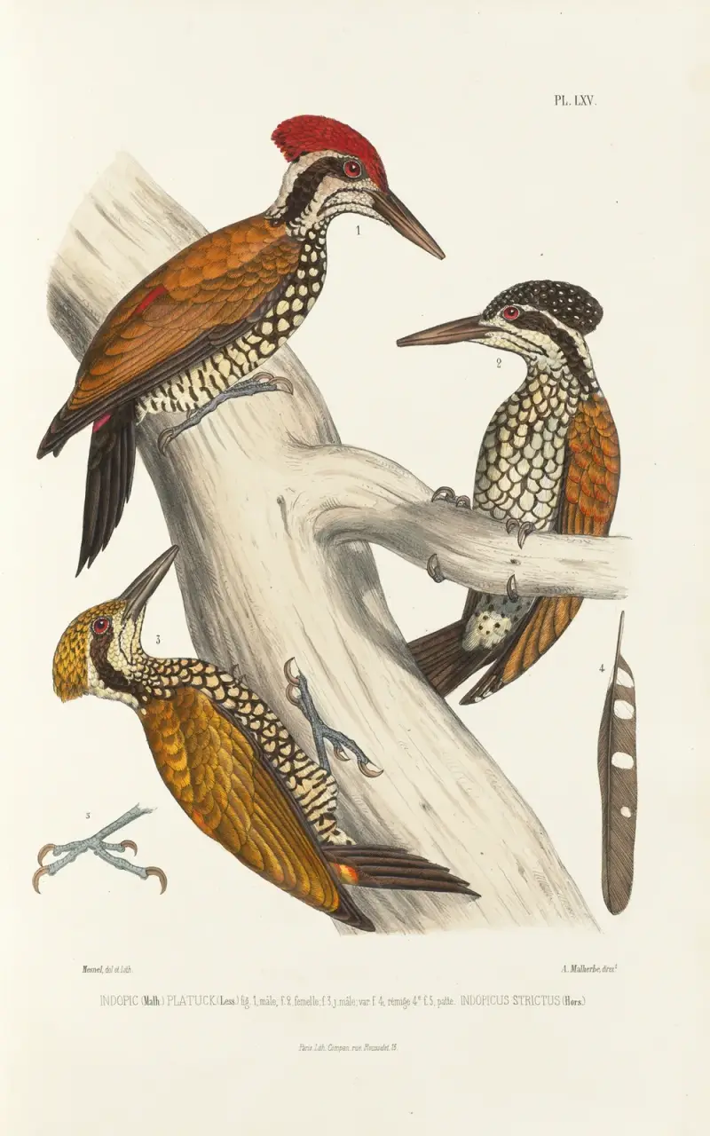 Monographie des picidées, plansch 4 av Alfred Malherbe