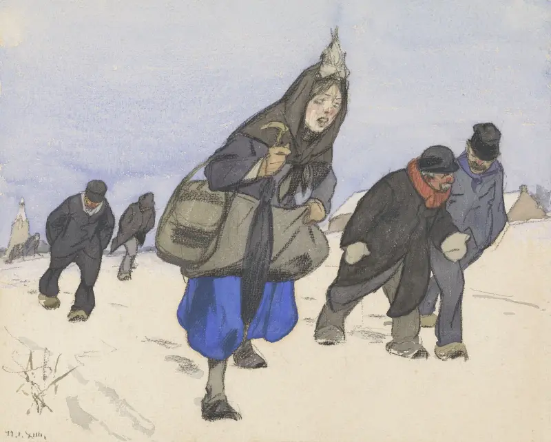 Krigsflyktingar i snön av Alfred Ost