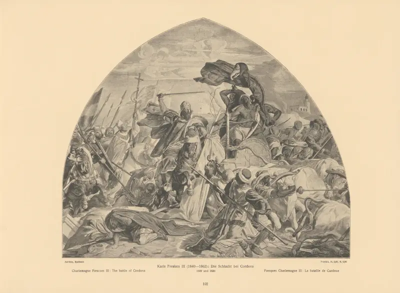 Karl den stores fresker III; Slaget vid Córdoba av Alfred Rethel