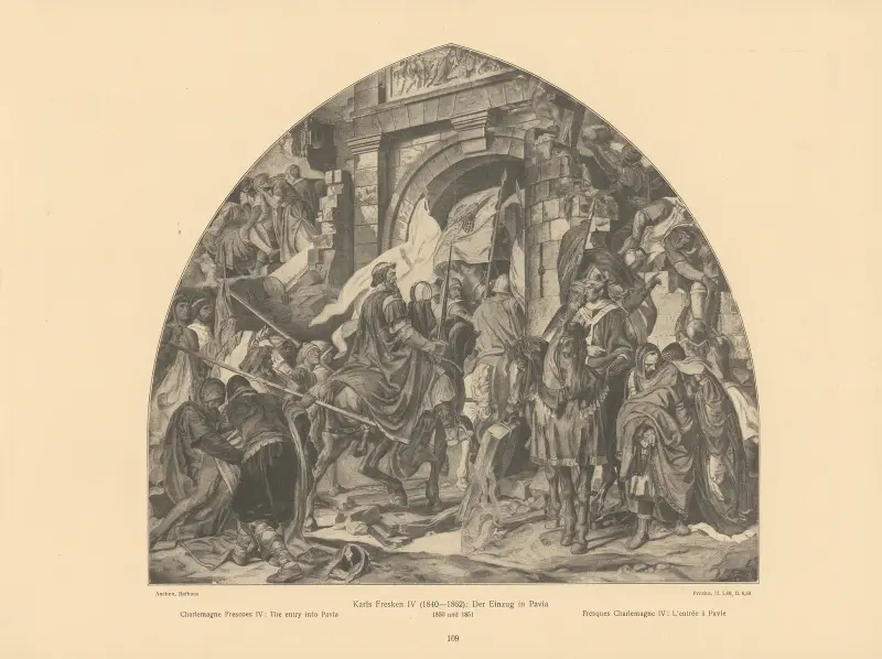 Karl den stores fresker IV; Intåget i Pavia av Alfred Rethel