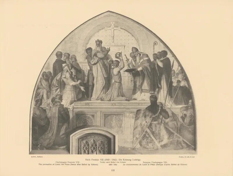 Karl den stores fresker VIII; Ludvig den frommes kröning av Alfred Rethel