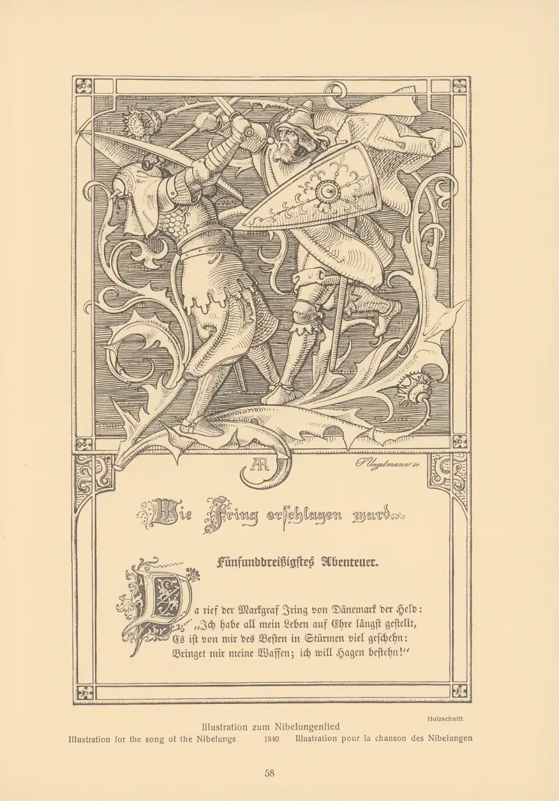 Illustration till Nibelungenlied, 1840 – nr 2 av Alfred Rethel