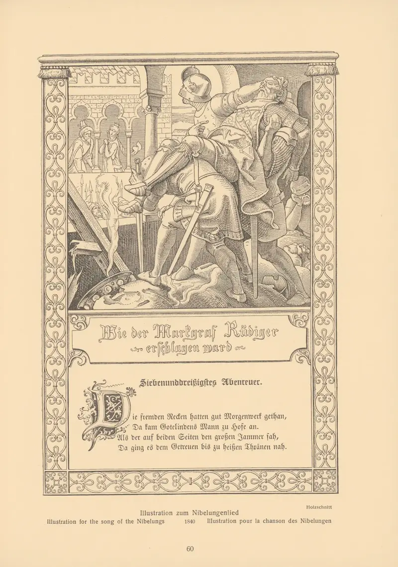 Illustration till Nibelungenlied, 1840 – nr 1 av Alfred Rethel