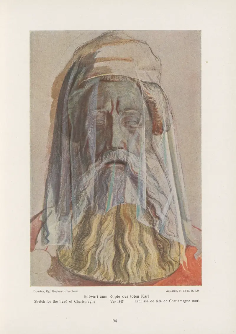 Skiss till Karl den stores huvud av Alfred Rethel