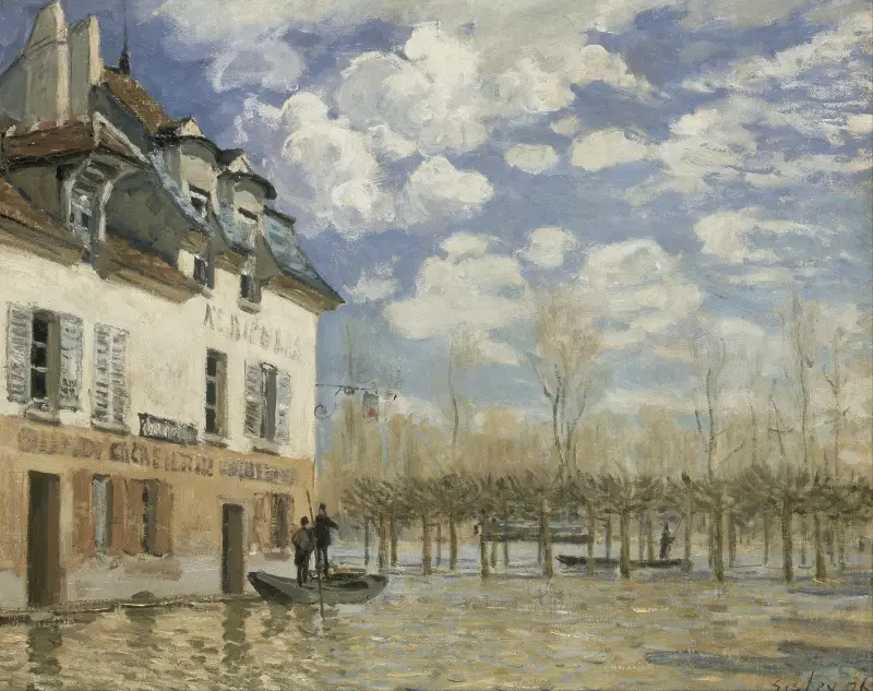 Boat in the Flood at Port Marly av Alfred Sisley