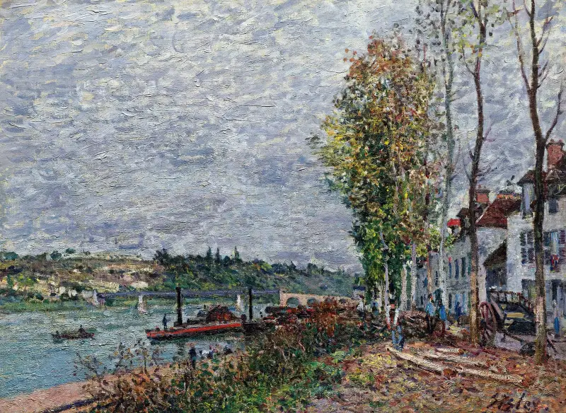 Nebeltag in Saint-Mammès von Alfred Sisley