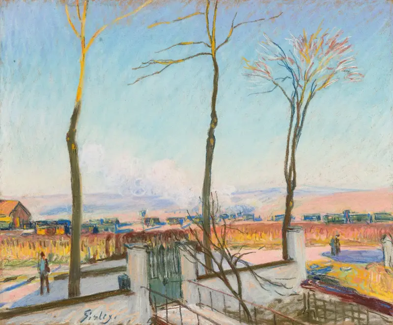 Der Bahnhof von Moret-sur-Loing, Wintersonne von Alfred Sisley
