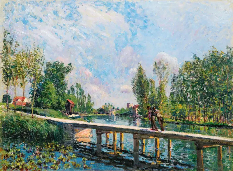Gångbron – Dragvägen längs Canal du Loing av Alfred Sisley