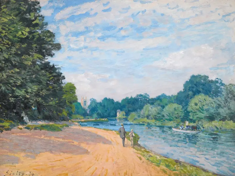 Tamiza z kościołem w Hampton, Alfred Sisley