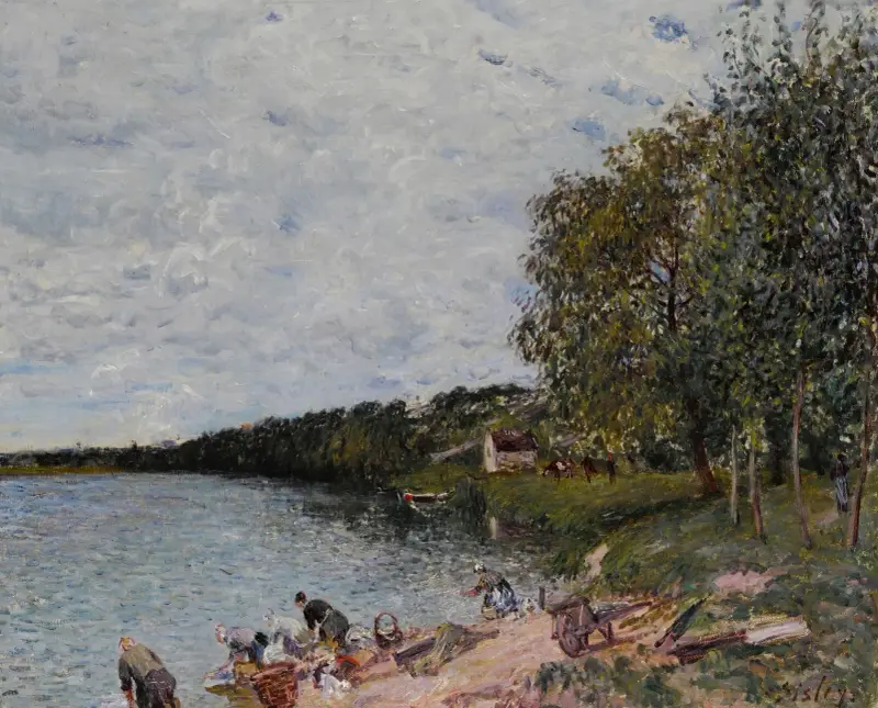Tvätterskor nära Champagne av Alfred Sisley