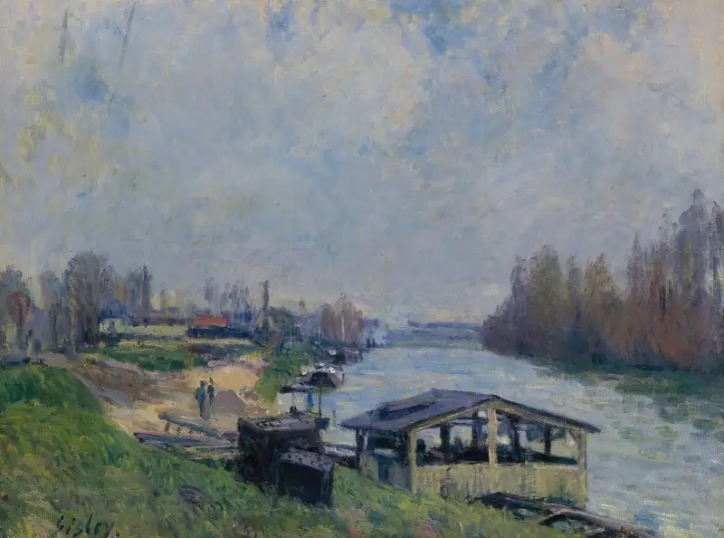 Tvätthuset i Billancourt av Alfred Sisley