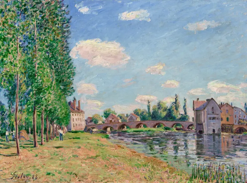 Die Brücke von Moret-sur-Loing im Sommer von Alfred Sisley