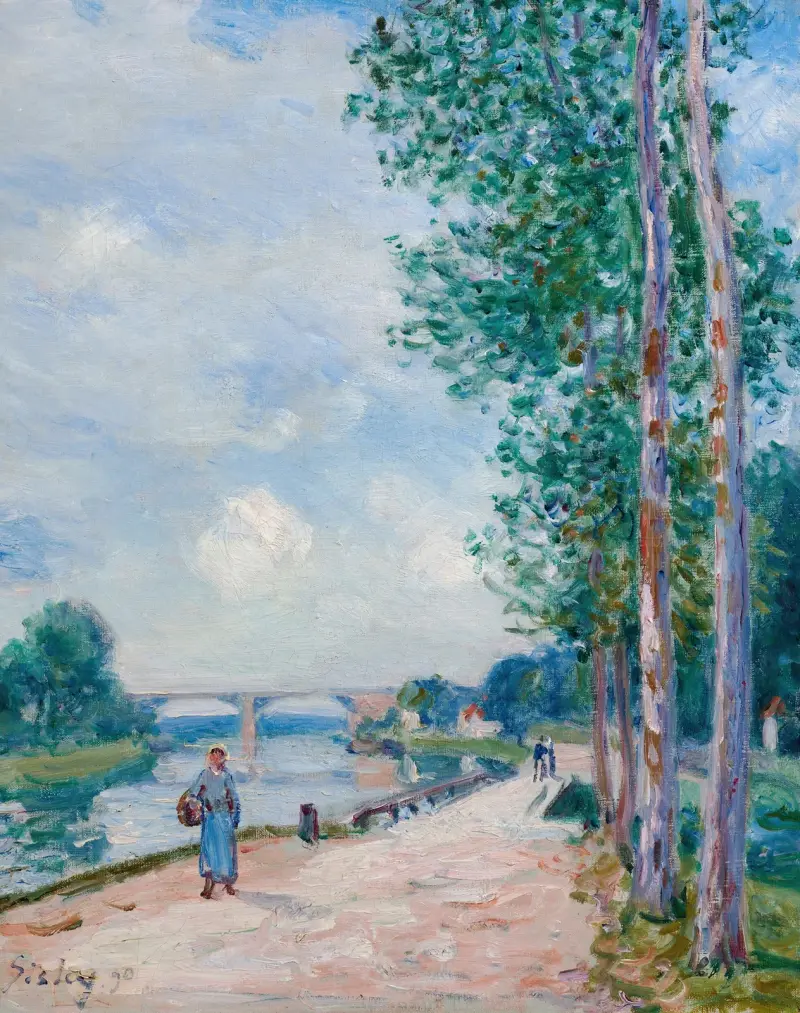 Loings strand nära Moret av Alfred Sisley