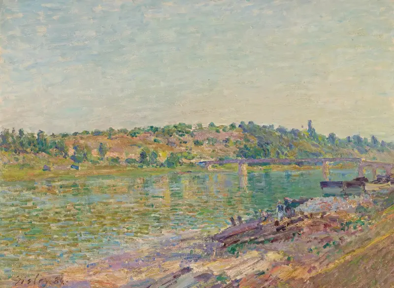 Kullarna vid La Celle-sous-Moret, sedda från Saint-Mammès av Alfred Sisley