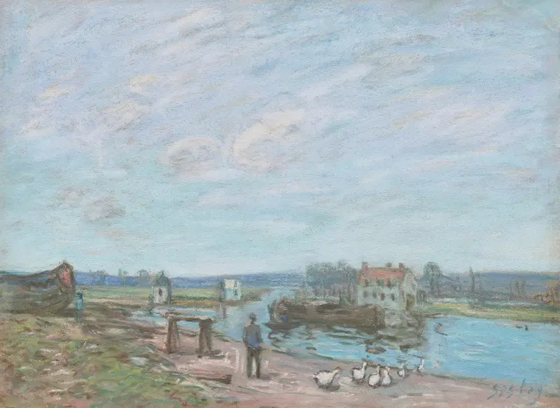 Die Gänse von Saint-Mammès, 1886 von Alfred Sisley