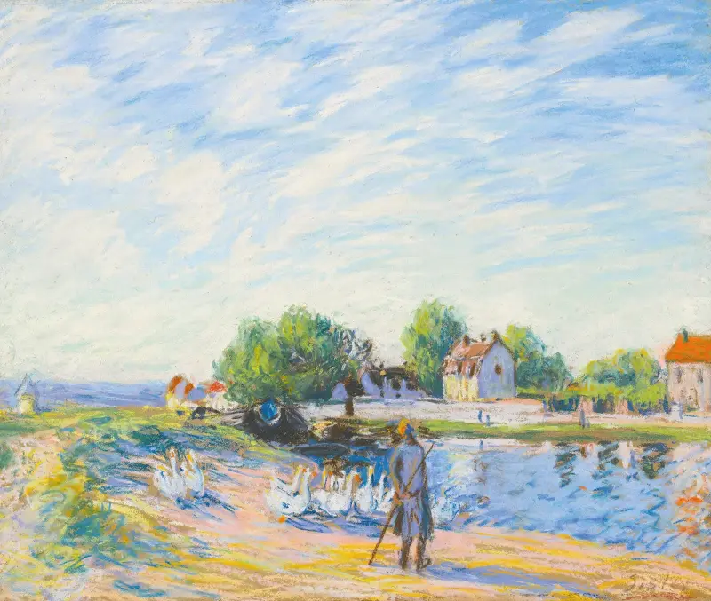 Gässen vid Saint-Mammès, 1885 av Alfred Sisley