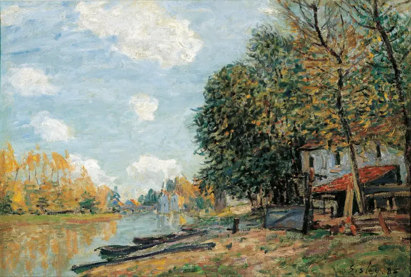 Moret – stranden vid floden Loing av Alfred Sisley