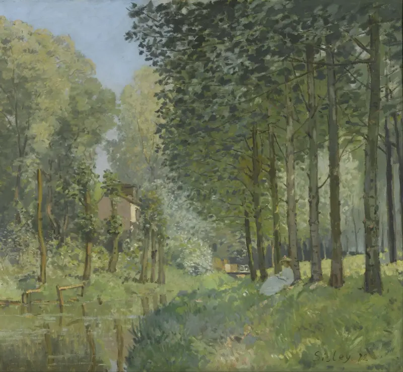 Rast am Bach. Am Waldrand von Alfred Sisley