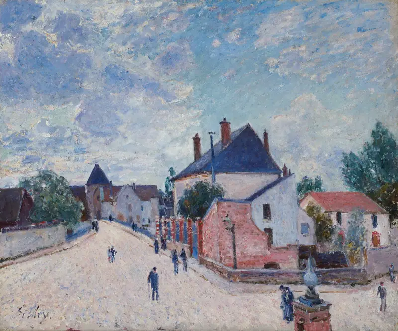 Street in Moret av Alfred Sisley