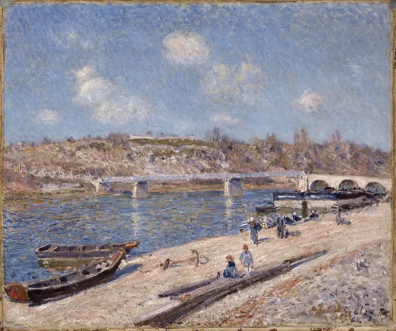 The Beach at Saint-Mammès av Alfred Sisley