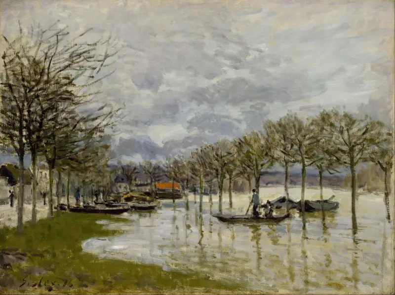 Powódź na drodze do Saint-Germain, Alfred Sisley
