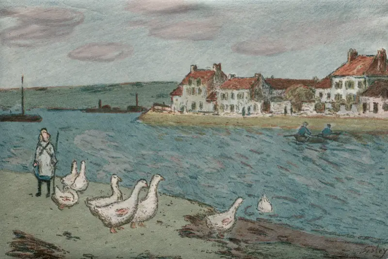 Das Flussufer oder Gänse von Alfred Sisley