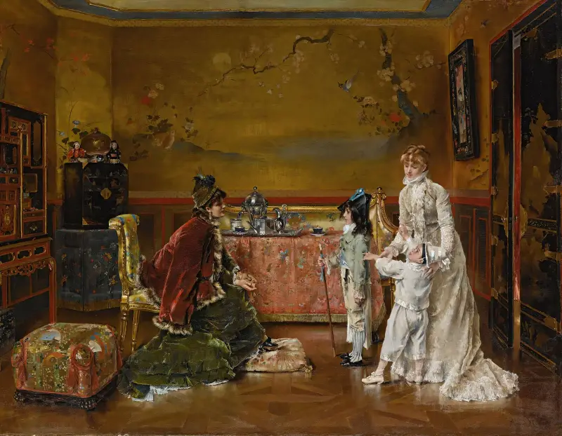 Redo för maskeradbalen av Alfred Stevens
