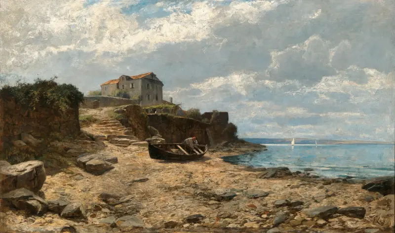 Fiskare på stranden vid Valascu av Alfred Zoff