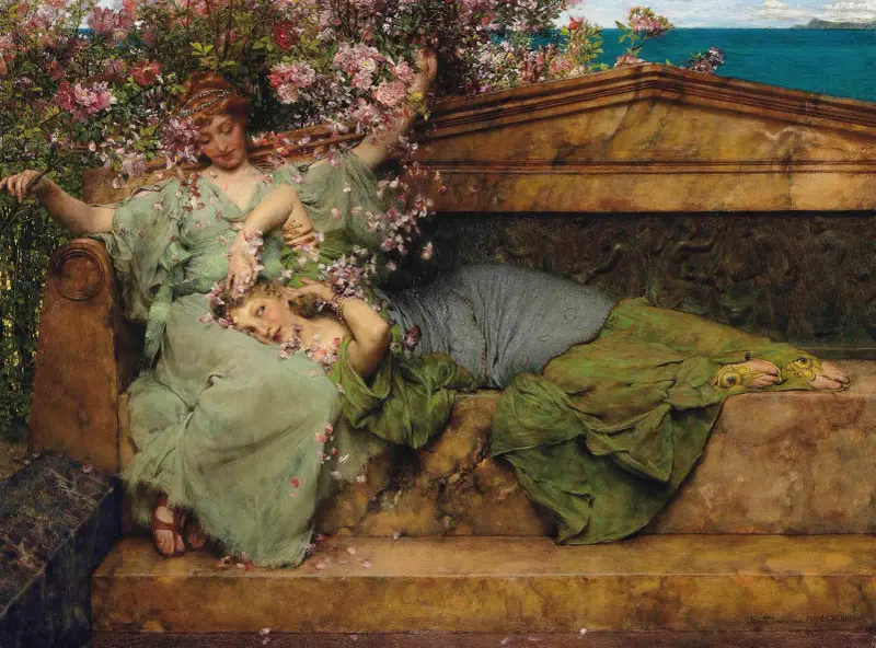In A Rose Garden av Lawrence Alma-Tadema