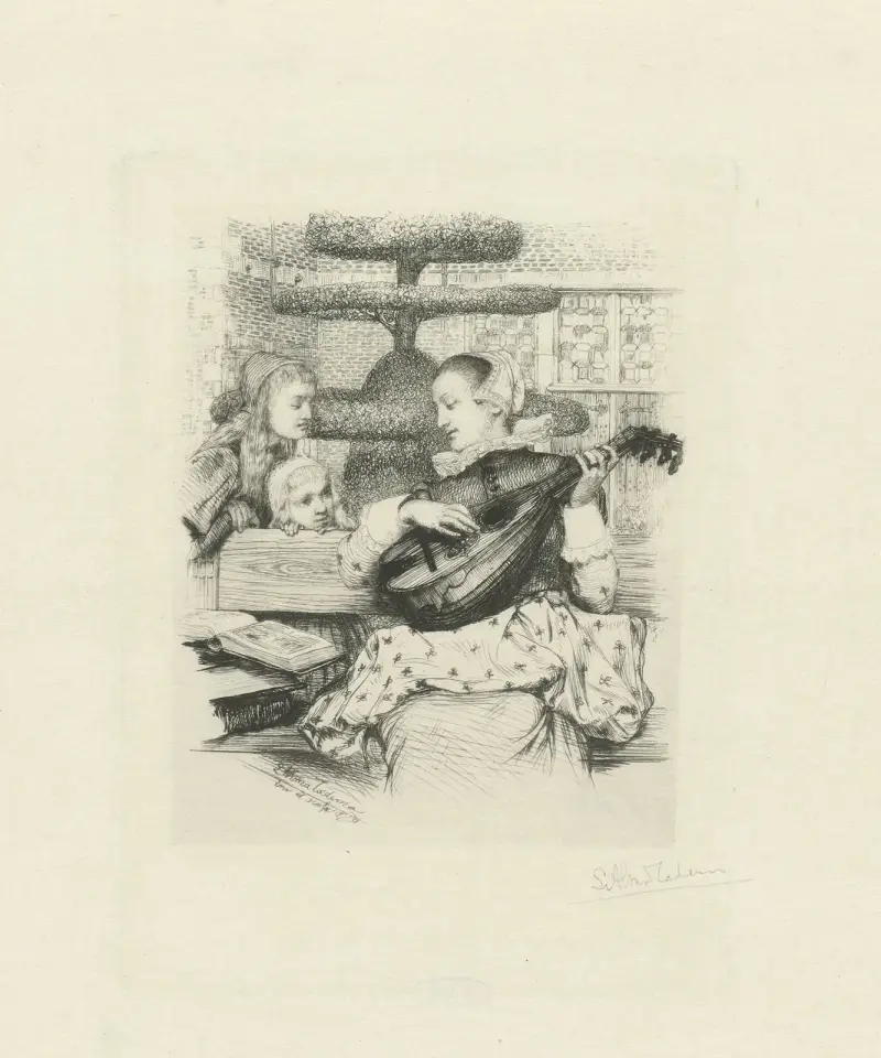 Junge Frau mit Laute von Lawrence Alma-Tadema