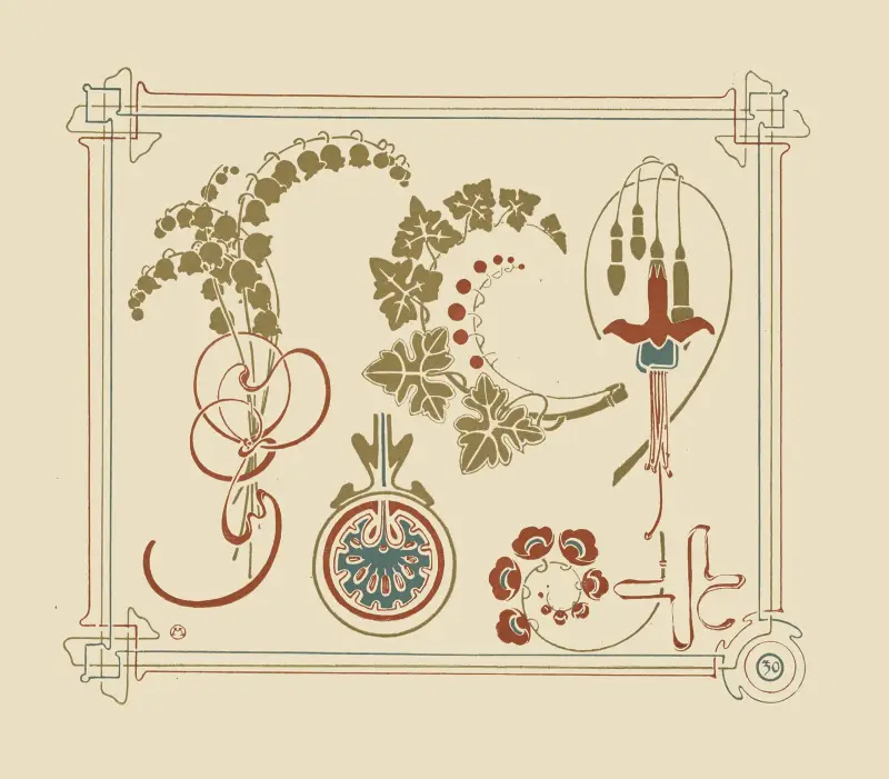Abstract design based on flowers and leaves av Alphonse Mucha