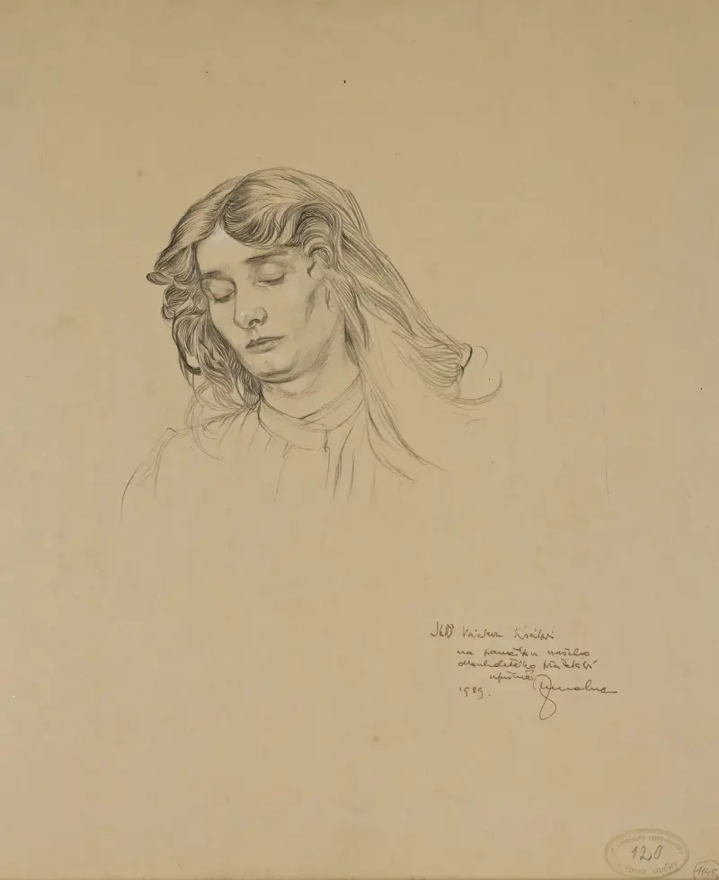 Czech young woman av Alphonse Mucha