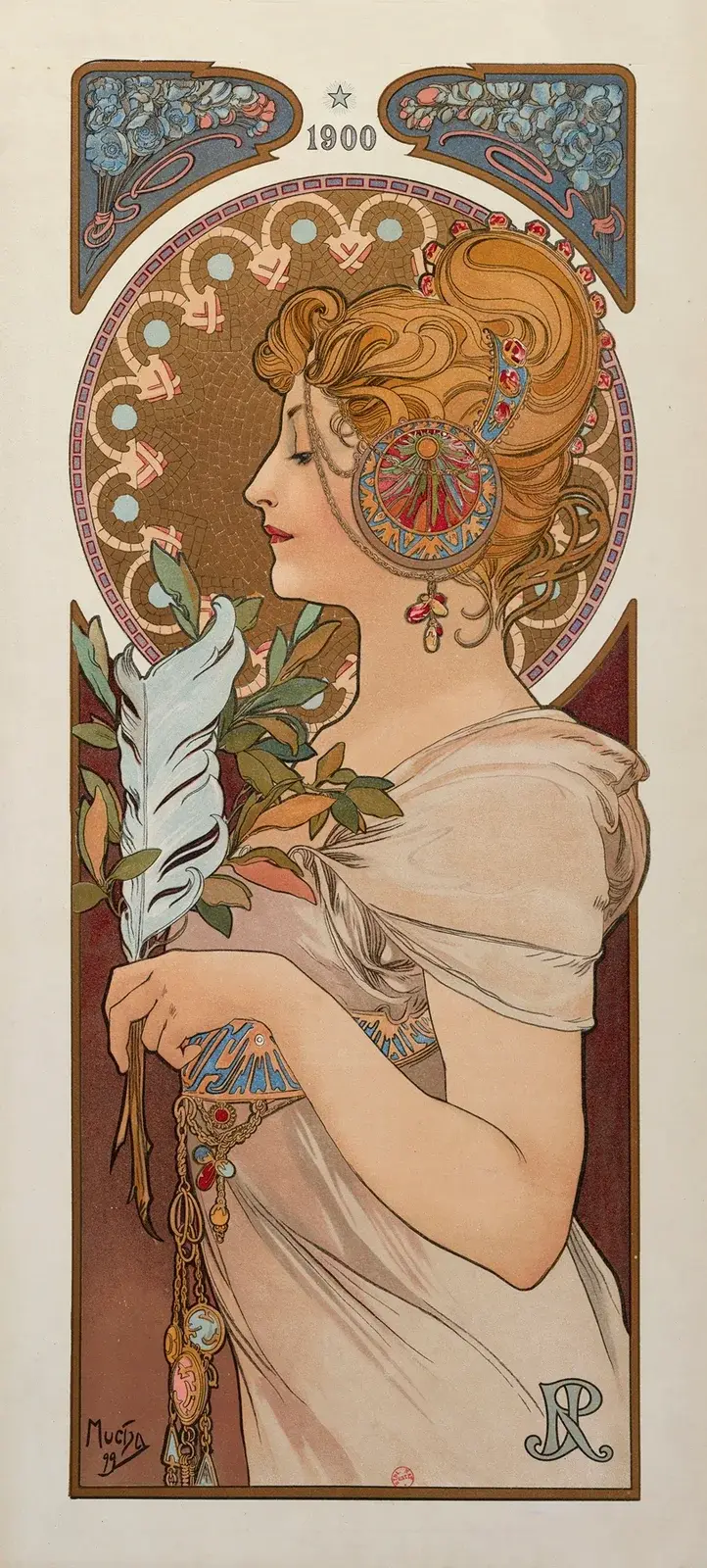 La Plume, 1899 av Alphonse Mucha