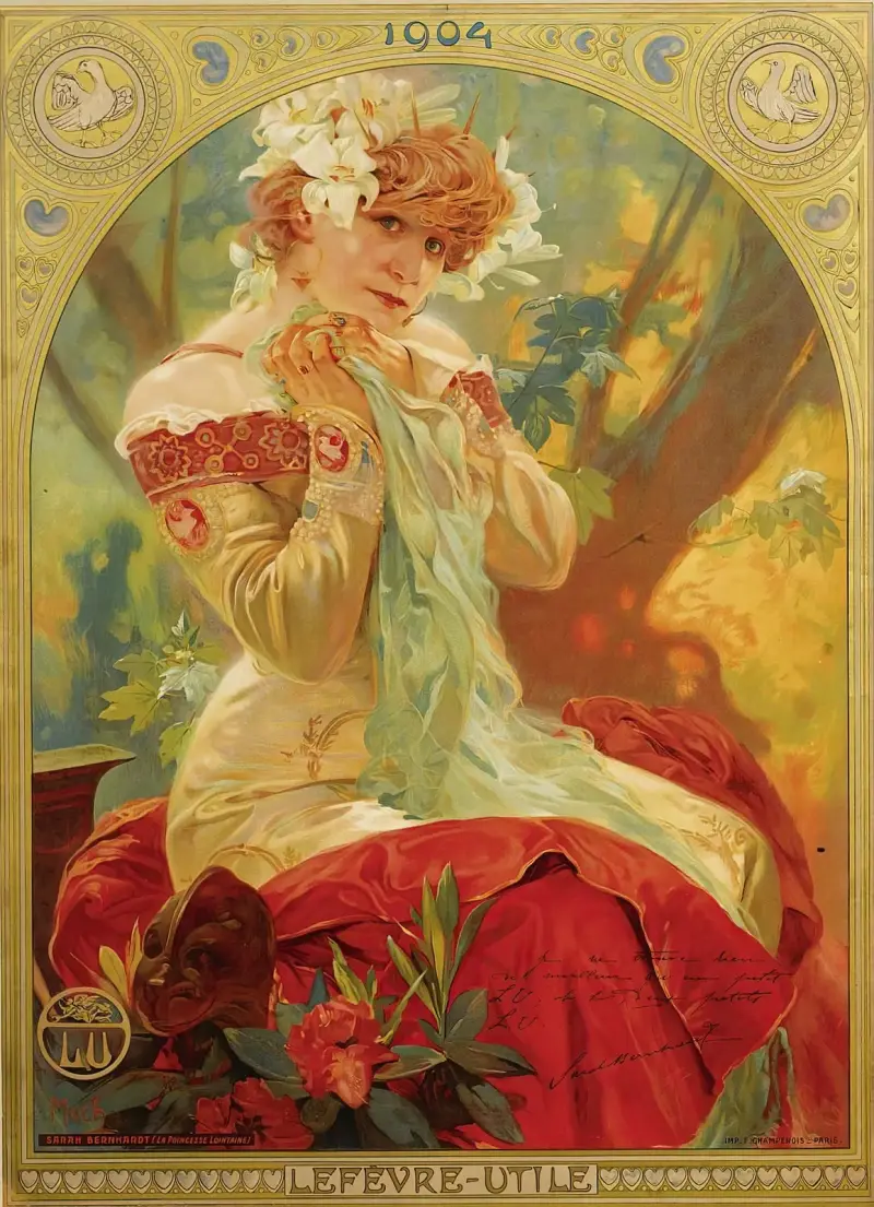 Lefevre-Utile Sarah Bernhardt av Alphonse Mucha