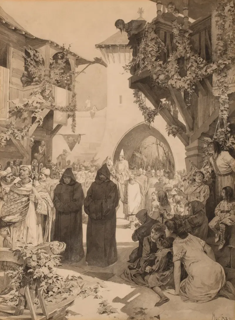 Kaiser Lothar und Papst Innozenz von Alphonse Mucha