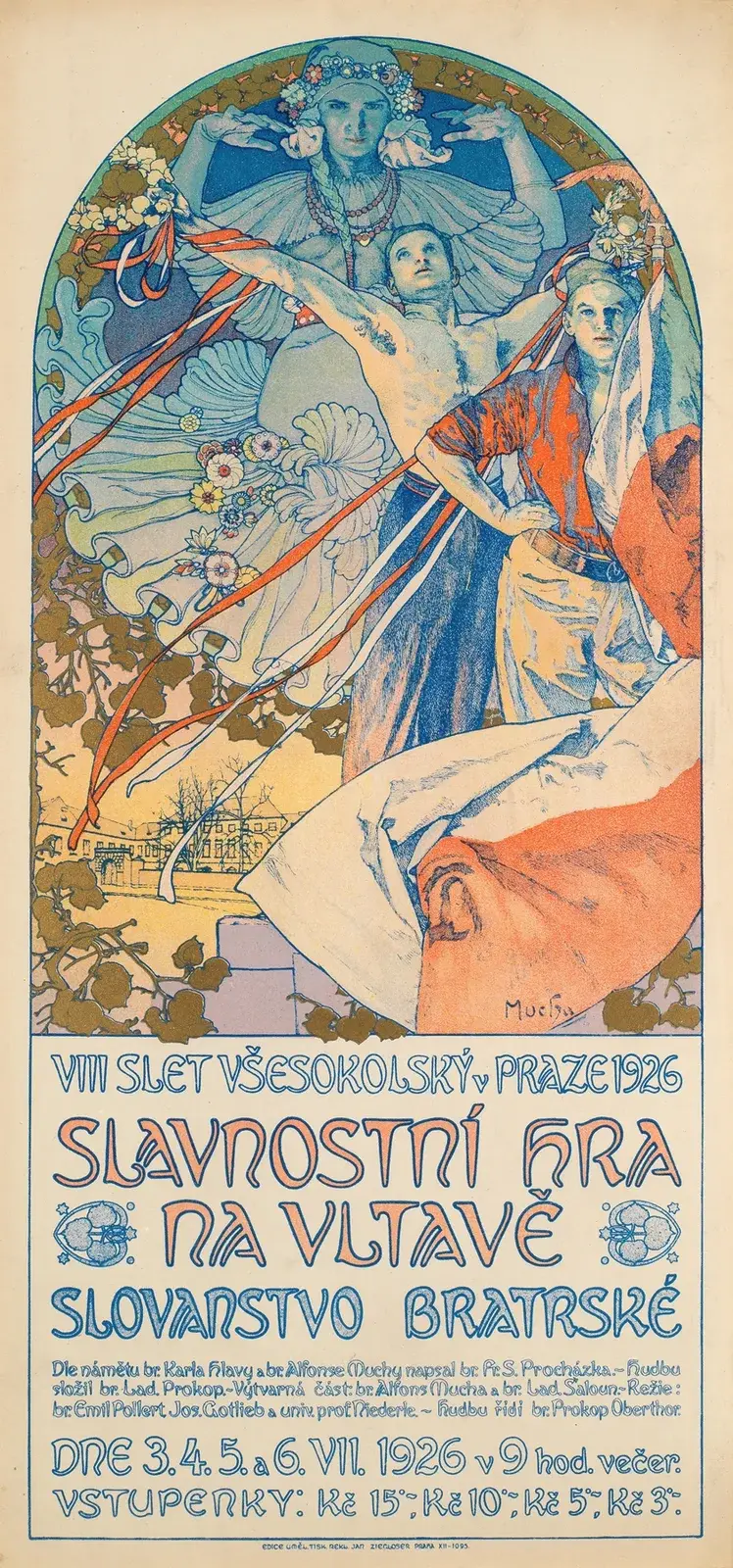 Poster for The Sokol Festival in Prague av Alphonse Mucha